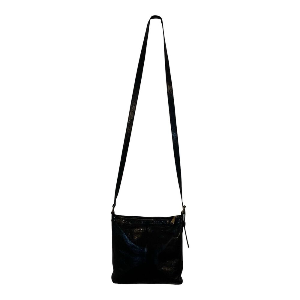 HOBO Black Leather Crossbody Bag Adjustable Strap Zip Top Organizer Purse